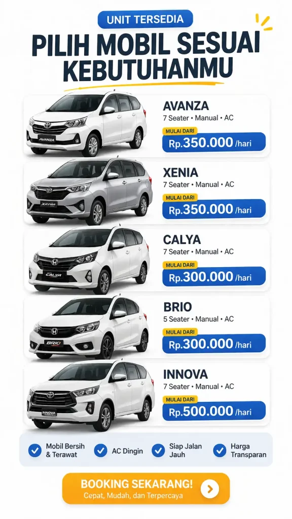 unit tersedia di rental mobil harian di cianjur